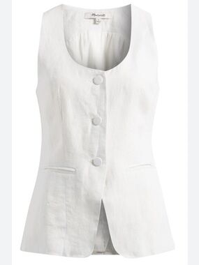 Madewell White Linen Vest